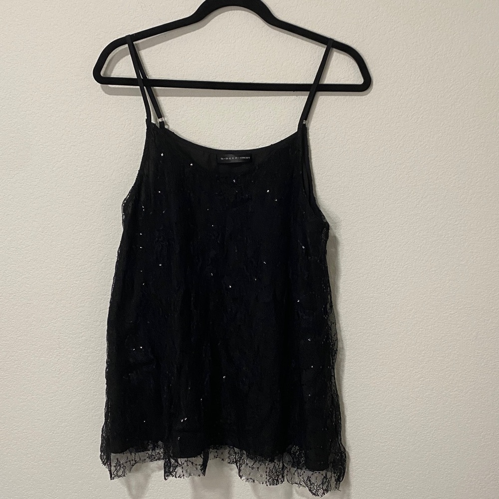 Women's Sequin Tank Top Y2K Sparkle Glam Hollywood Retro Shimmer Festive - Picture 1 of 5